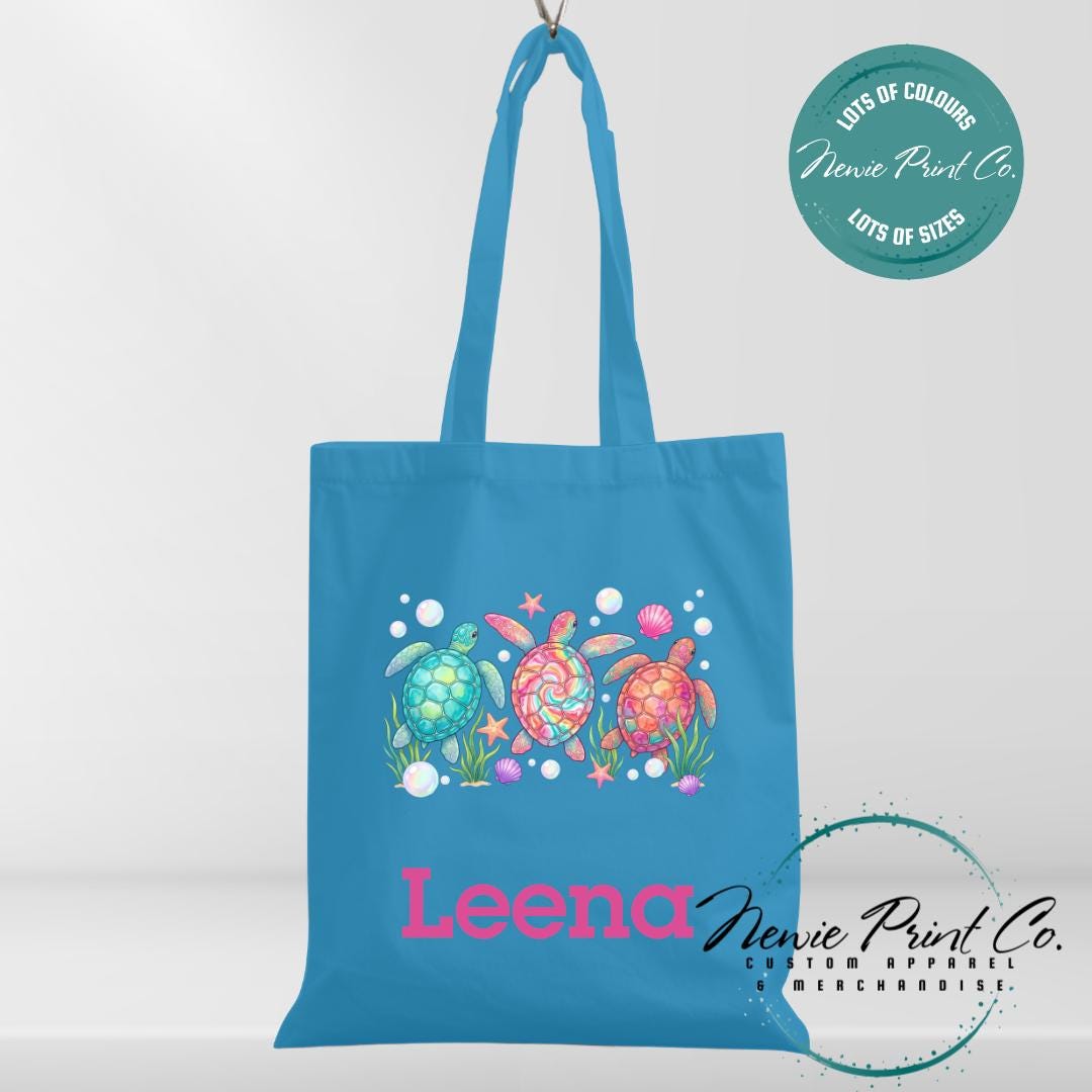 Bright Turtle - Personalized Tote/Library Bags