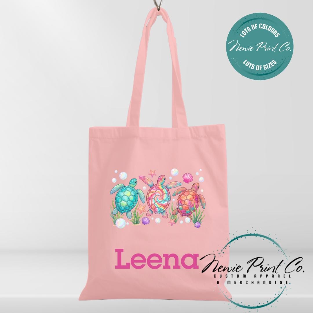 Bright Turtle - Personalized Tote/Library Bags