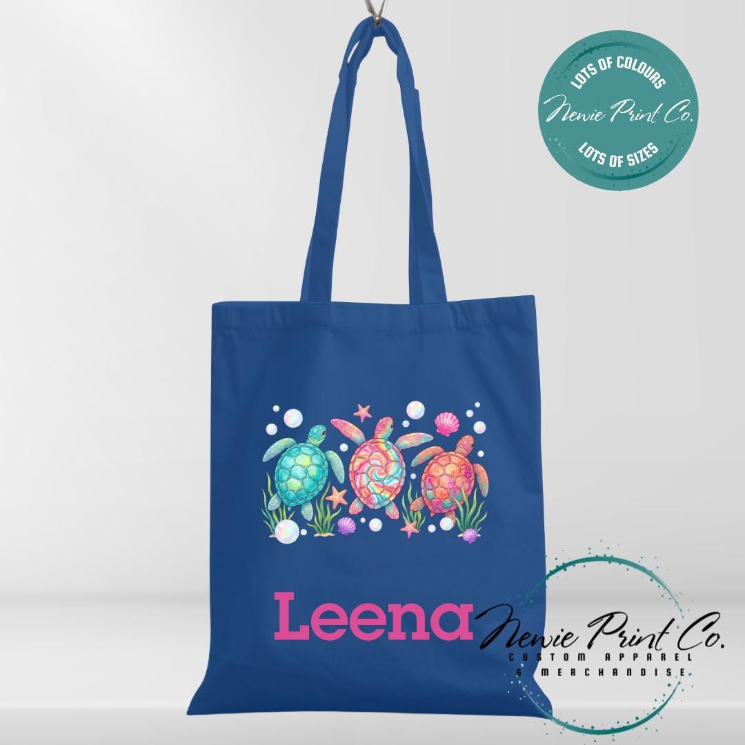 Bright Turtle - Personalized Tote/Library Bags