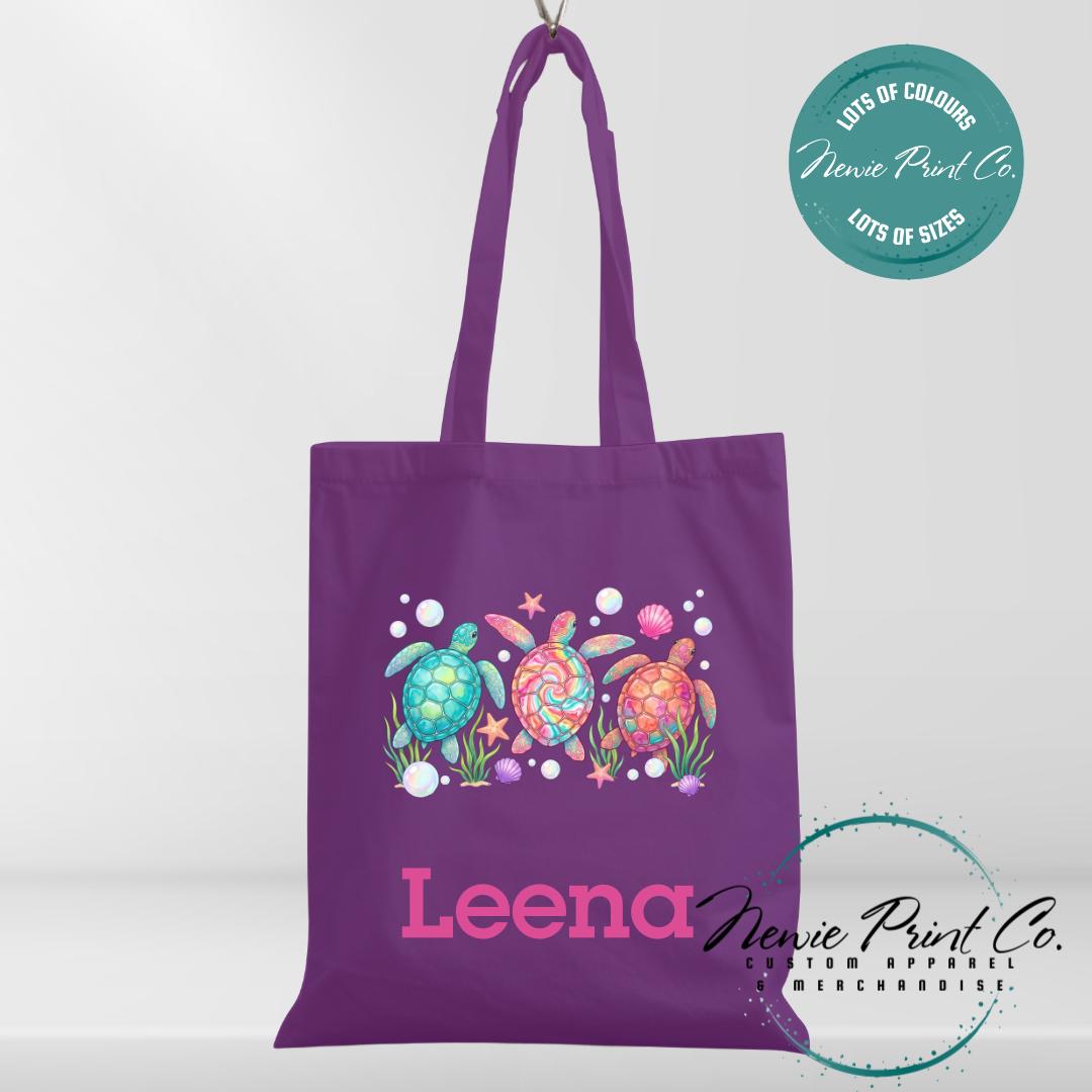 Bright Turtle - Personalized Tote/Library Bags