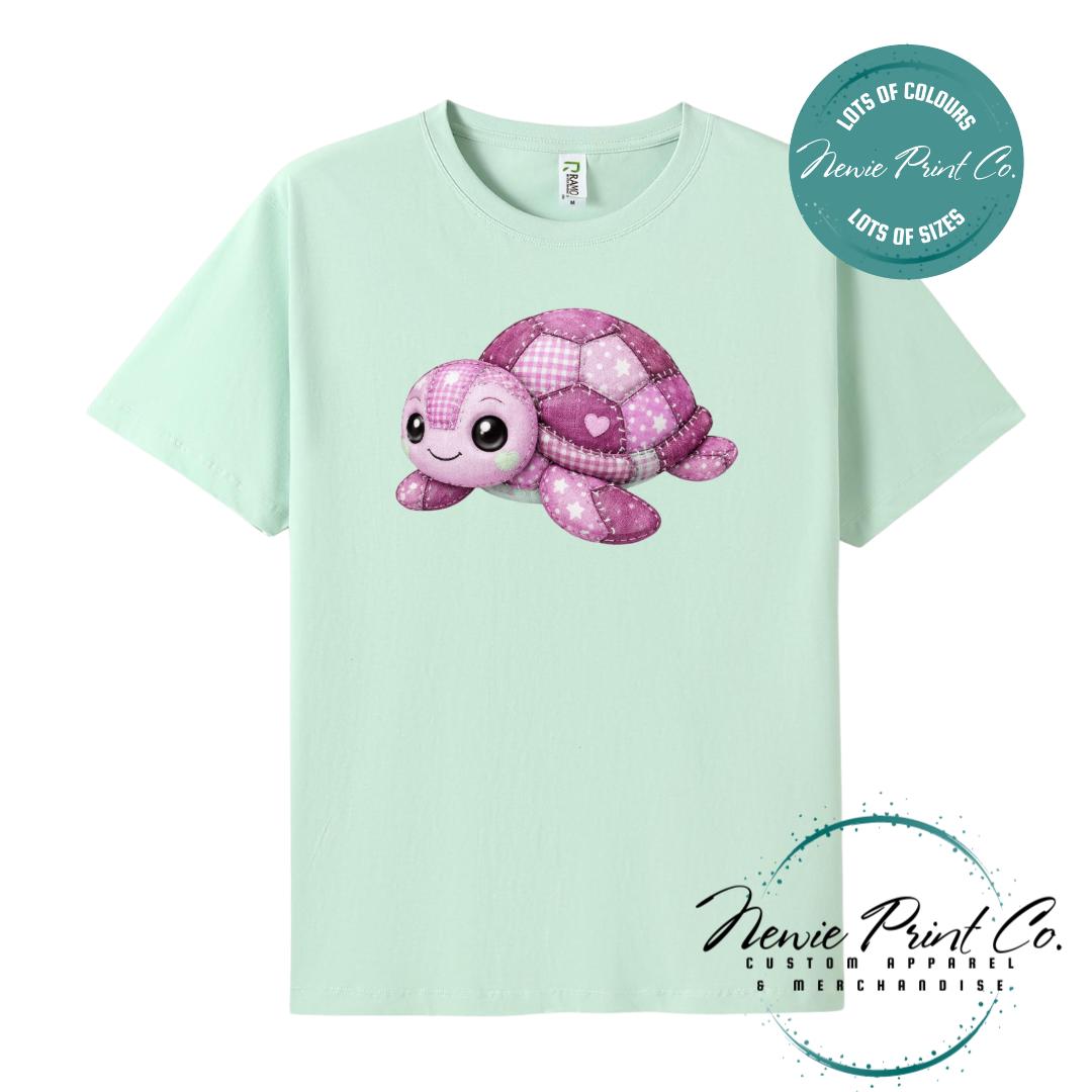 Pink Patchwork Turtle Tee | Sea Turtle Tee | Australian Graphic Shirt | Family T-Shirt