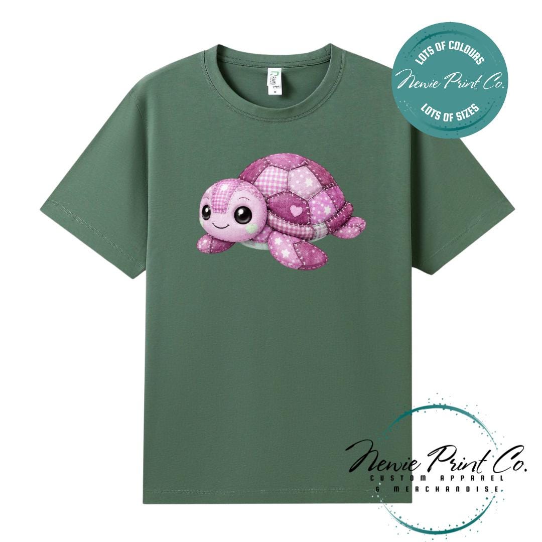 Pink Patchwork Turtle Tee | Sea Turtle Tee | Australian Graphic Shirt | Family T-Shirt