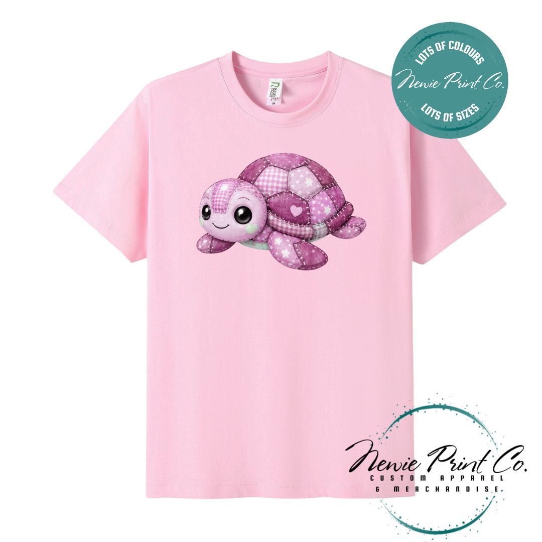 Pink Patchwork Turtle Tee | Sea Turtle Tee | Australian Graphic Shirt | Family T-Shirt