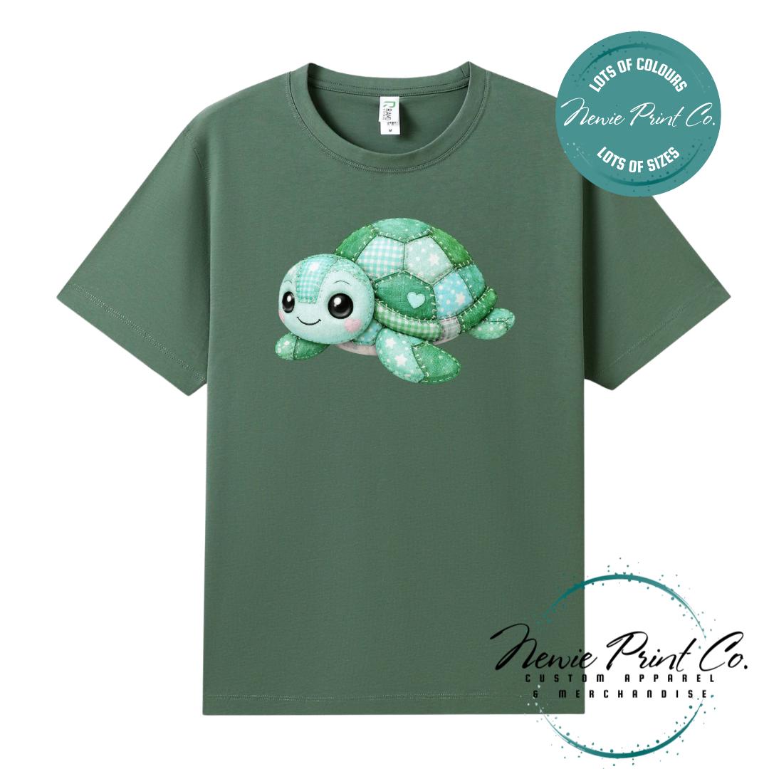 Green Patchwork Turtle Tee | Sea Turtle Tee | Graphic Shirt | Family T-Shirt