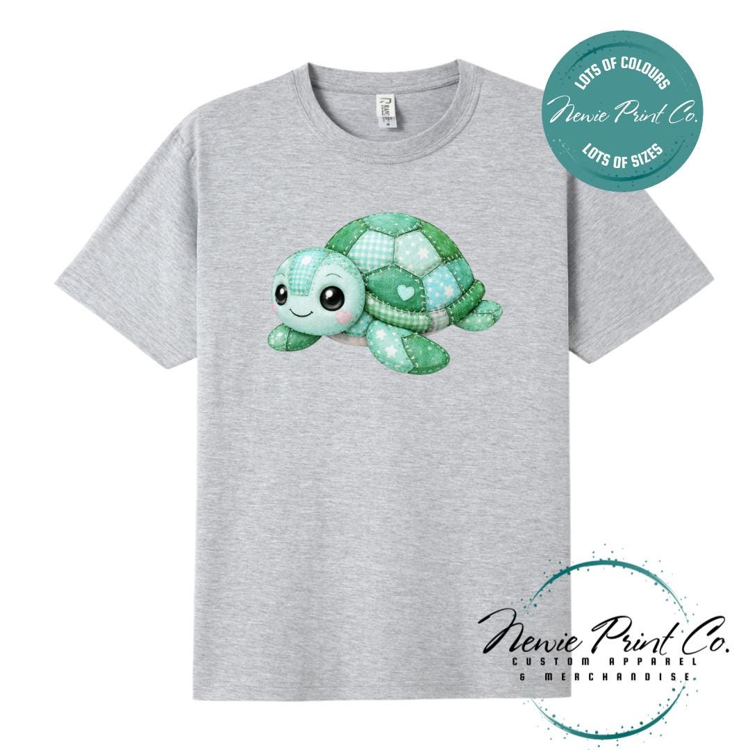 Green Patchwork Turtle Tee | Sea Turtle Tee | Graphic Shirt | Family T-Shirt