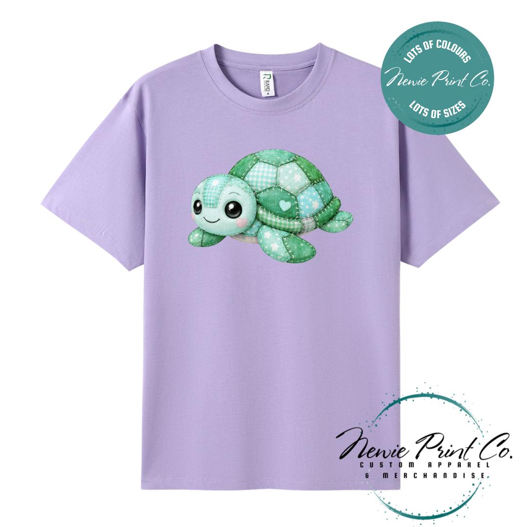 Green Patchwork Turtle Tee | Sea Turtle Tee | Graphic Shirt | Family T-Shirt