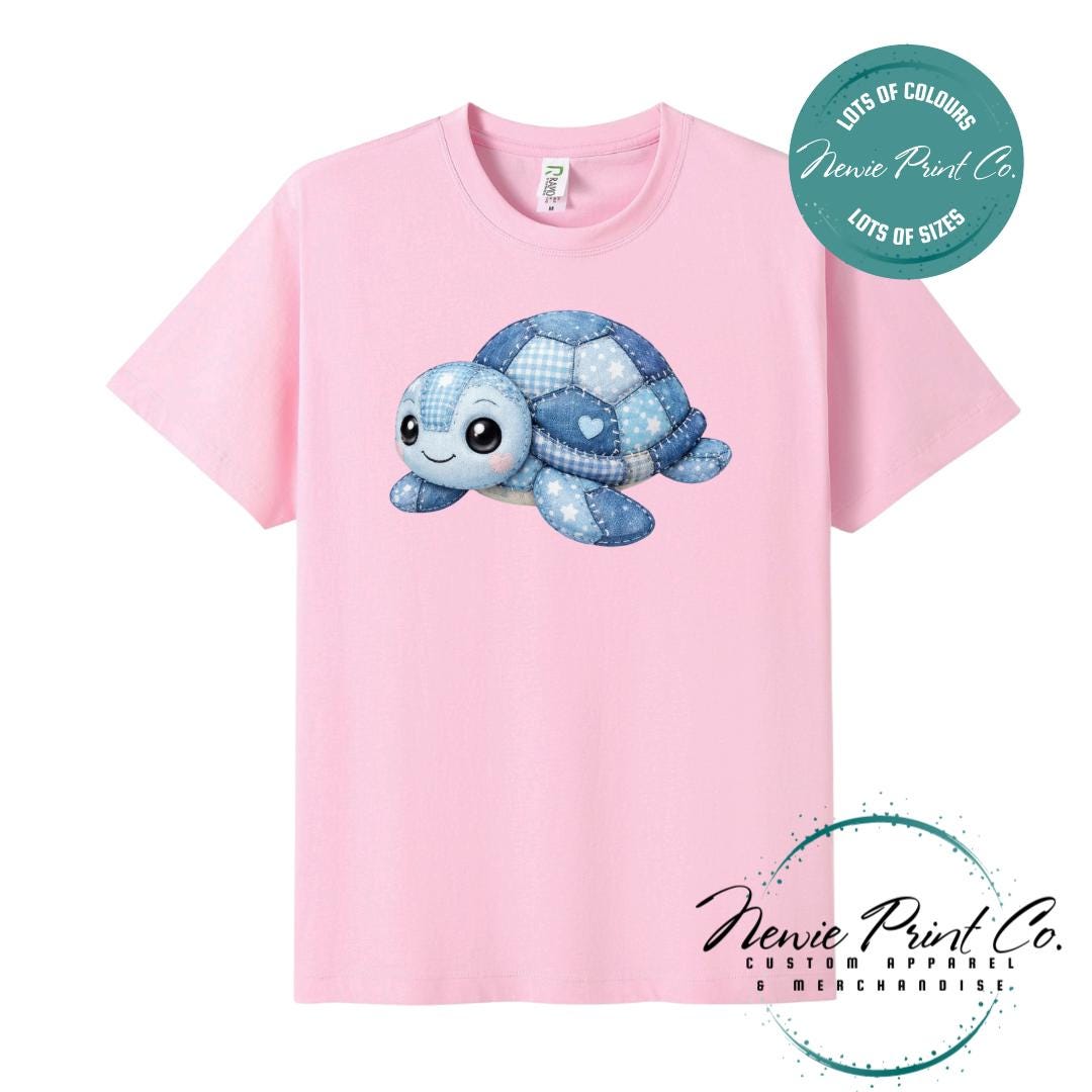 Blue Patchwork Turtle Tee | Sea Turtle Tee | Graphic Shirt | Family T-Shirt