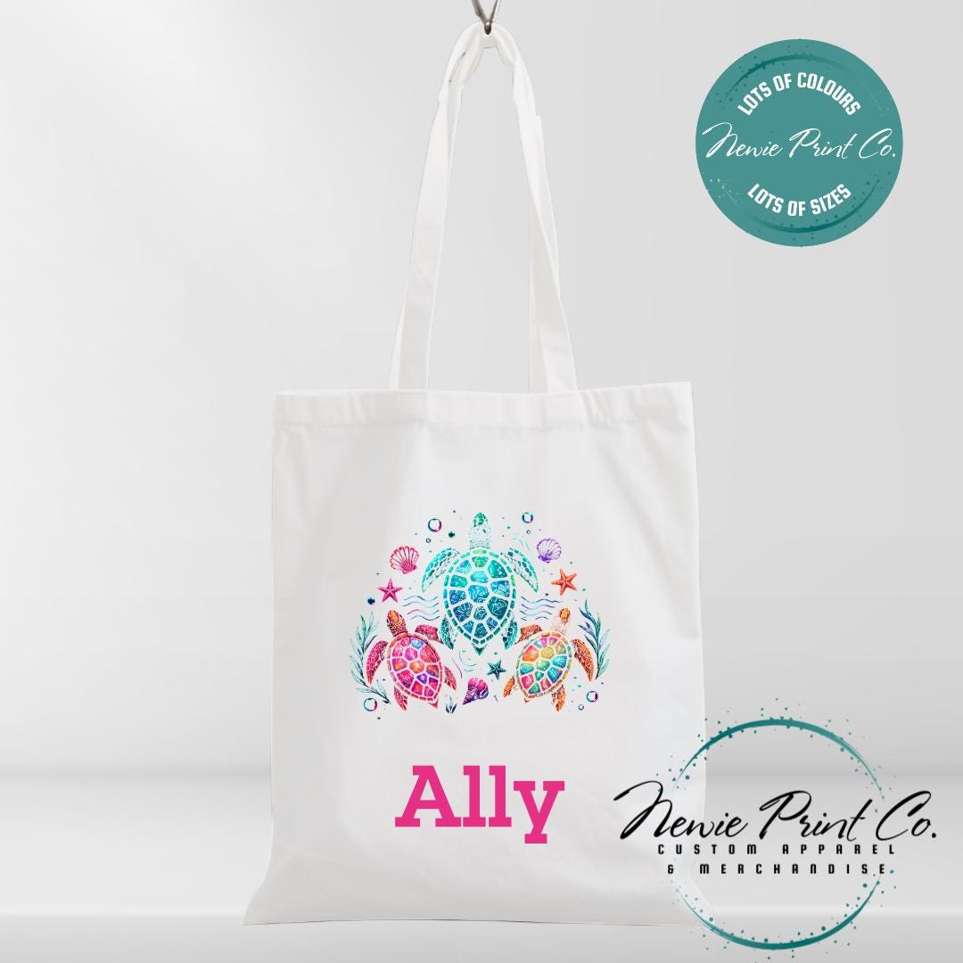 Neon Turtle - Personalized Tote/Library Bags