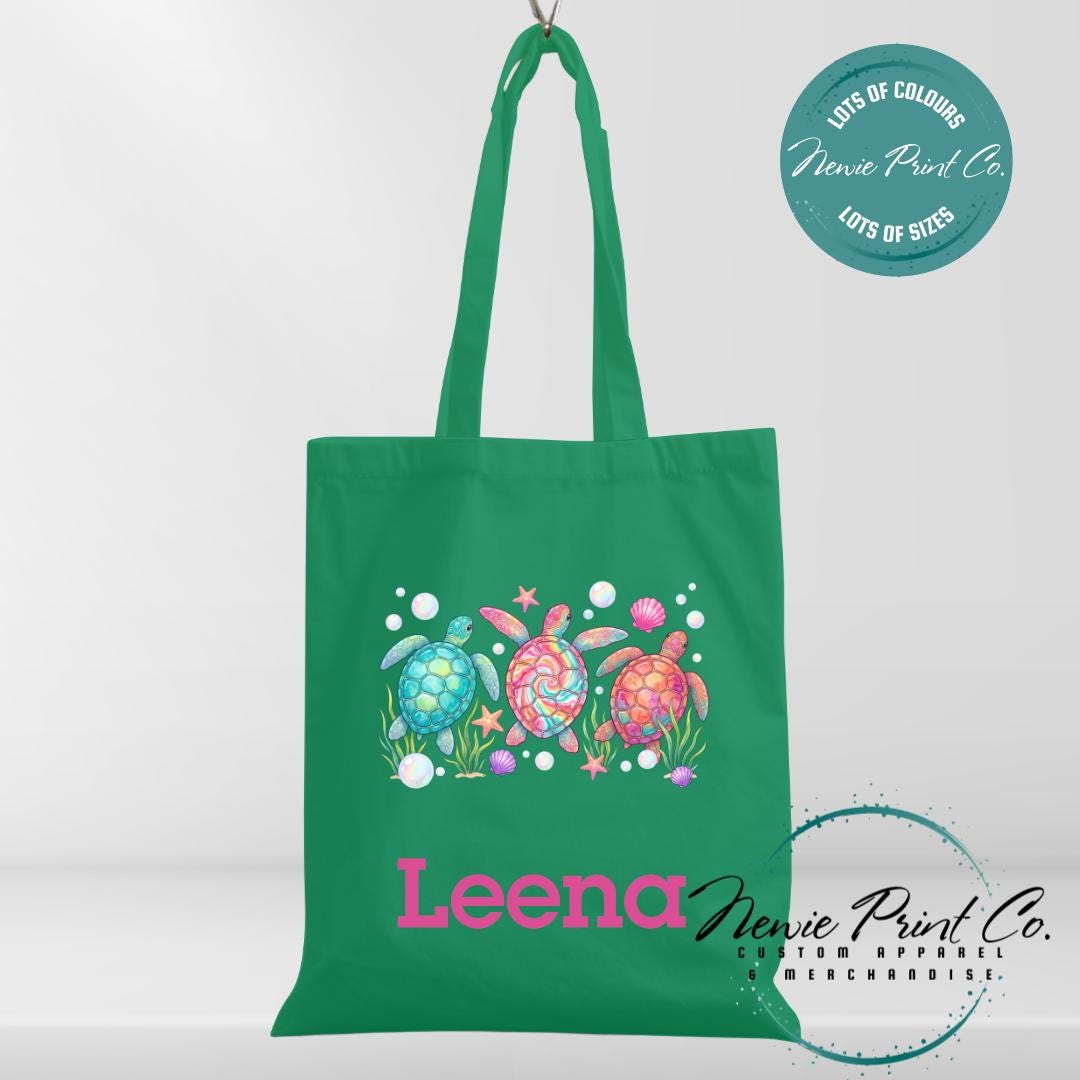 Bright Turtle - Personalized Tote/Library Bags