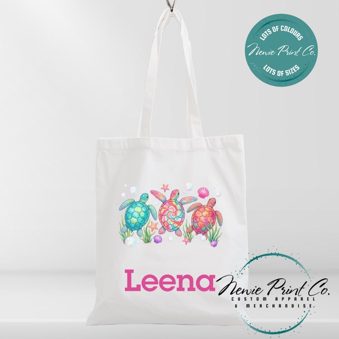 Bright Turtle - Personalized Tote/Library Bags
