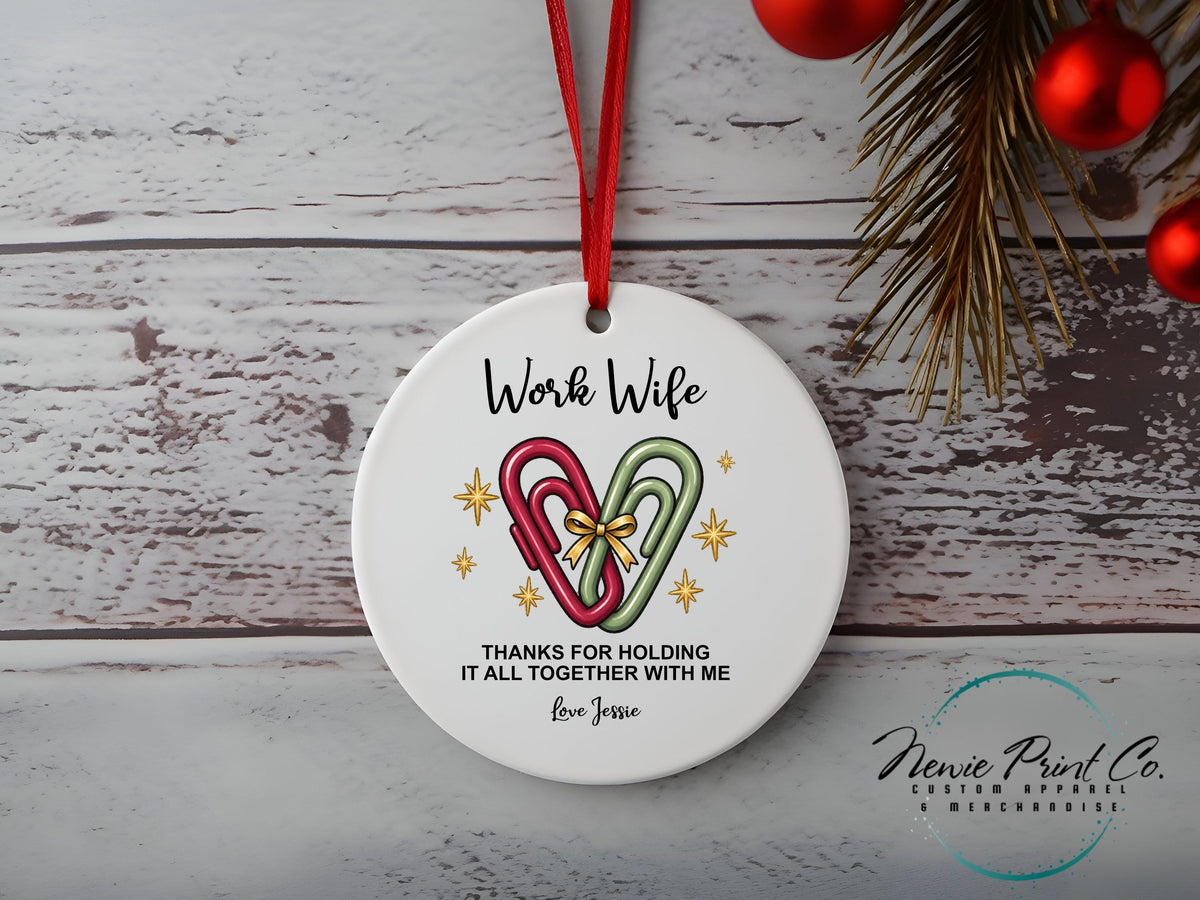 Personalized Work Wife Ornament, Custom Christmas Ornament for Work Bestie Best Friend, Gift for Work Bestie with Gift Box