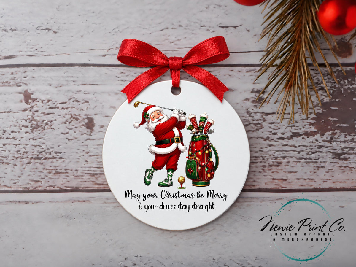 Santa Golf Ornament, Festive Christmas Golfer Tree Decoration