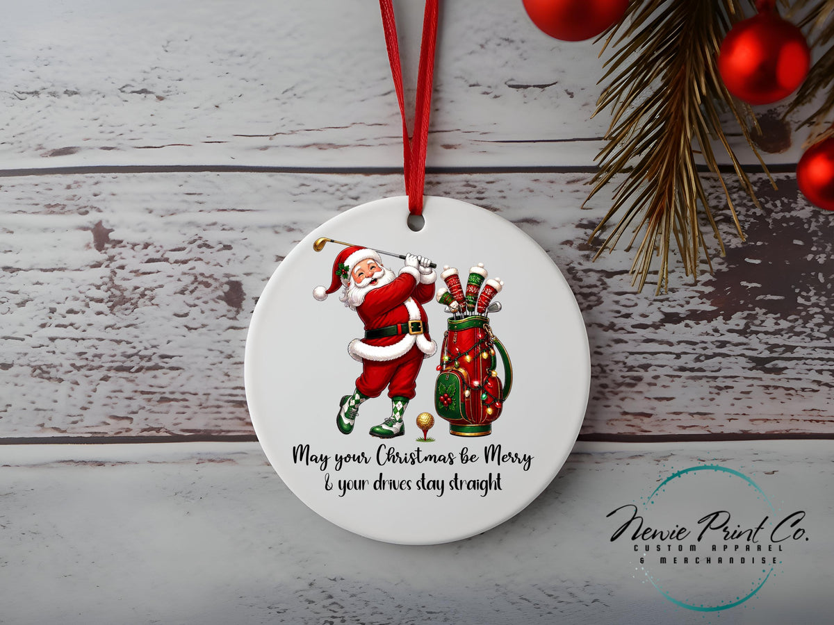Santa Golf Ornament, Festive Christmas Golfer Tree Decoration