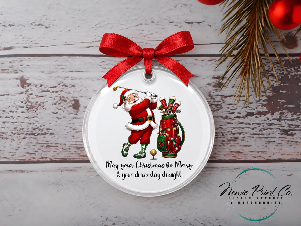 Santa Golf Ornament, Festive Christmas Golfer Tree Decoration