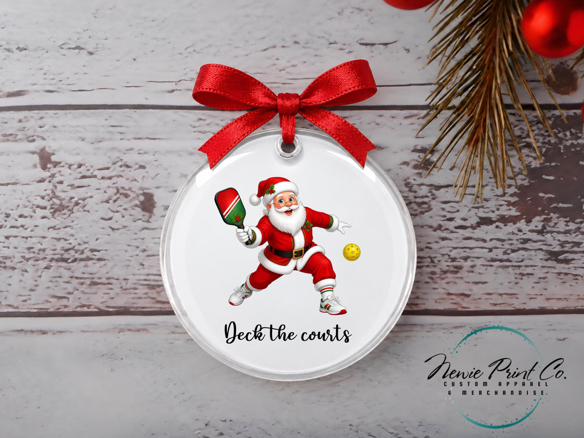Santa Pickle Ball Ornament, Festive Christmas Pickle Baller Tree Decoration