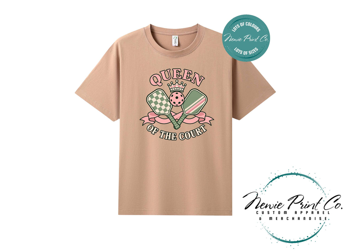 Queen of the Court Pickleball T-Shirt – Natural Cotton Women’s Sports Tee