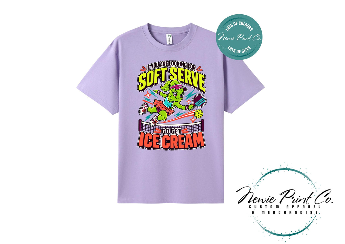 Funny Pickleball Shirt, Soft Serve Ice Cream Tee, Fierce Pickle Mascot T-Shirt, Pickleball Player Gift, Sports Tee
