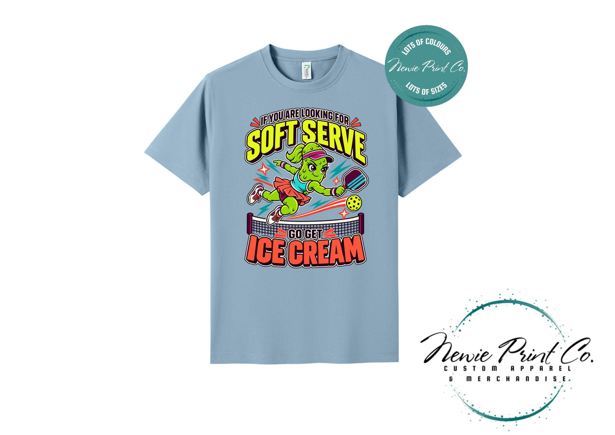 Funny Pickleball Shirt, Soft Serve Ice Cream Tee, Fierce Pickle Mascot T-Shirt, Pickleball Player Gift, Sports Tee
