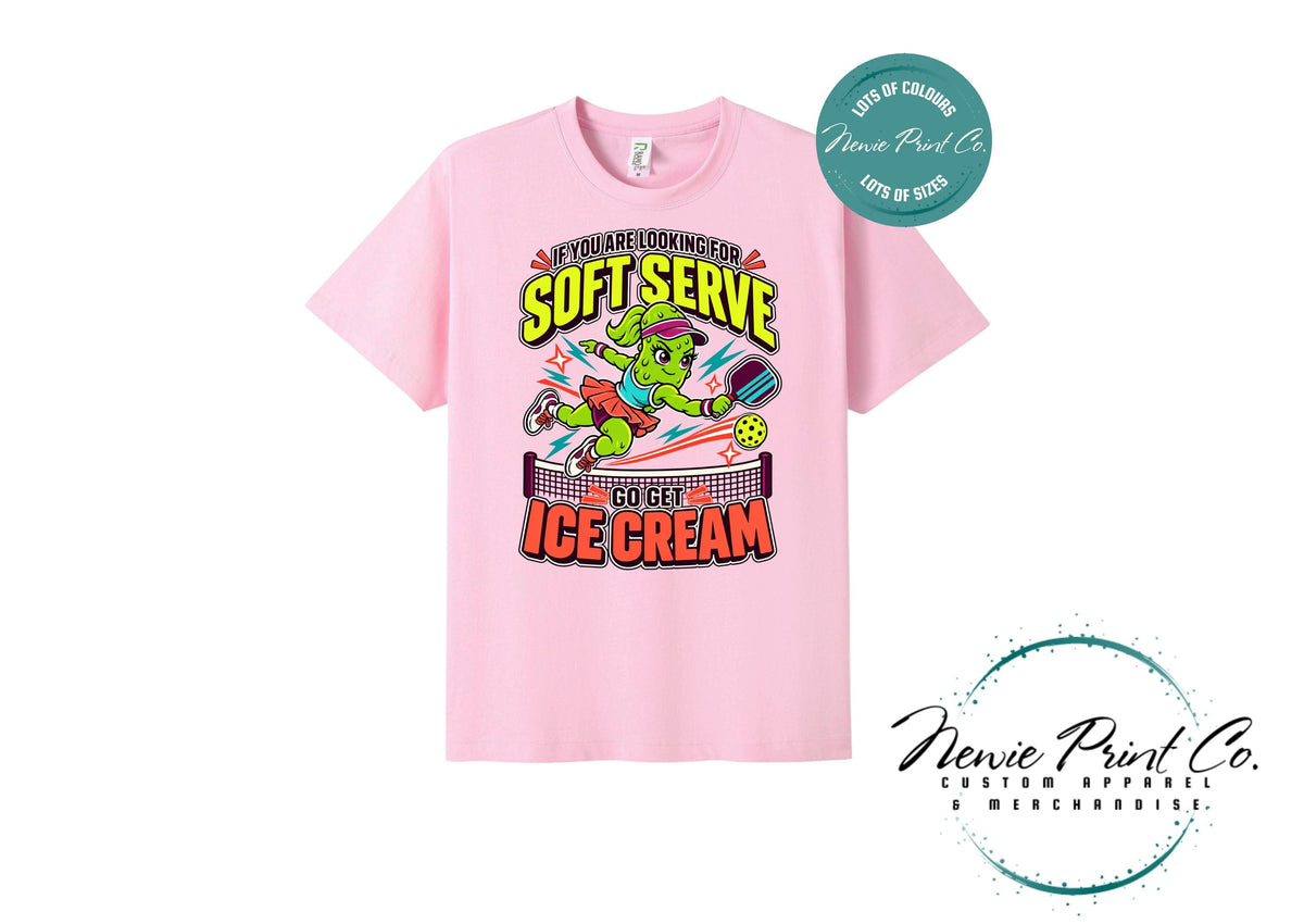 Funny Pickleball Shirt, Soft Serve Ice Cream Tee, Fierce Pickle Mascot T-Shirt, Pickleball Player Gift, Sports Tee