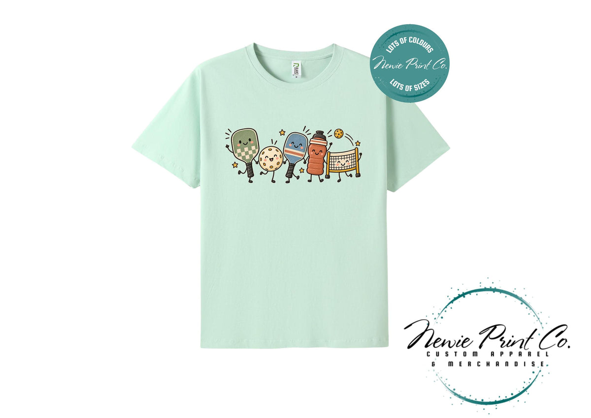 Cute Pickleball Character T-Shirt, Unisex Retro Sports Tee