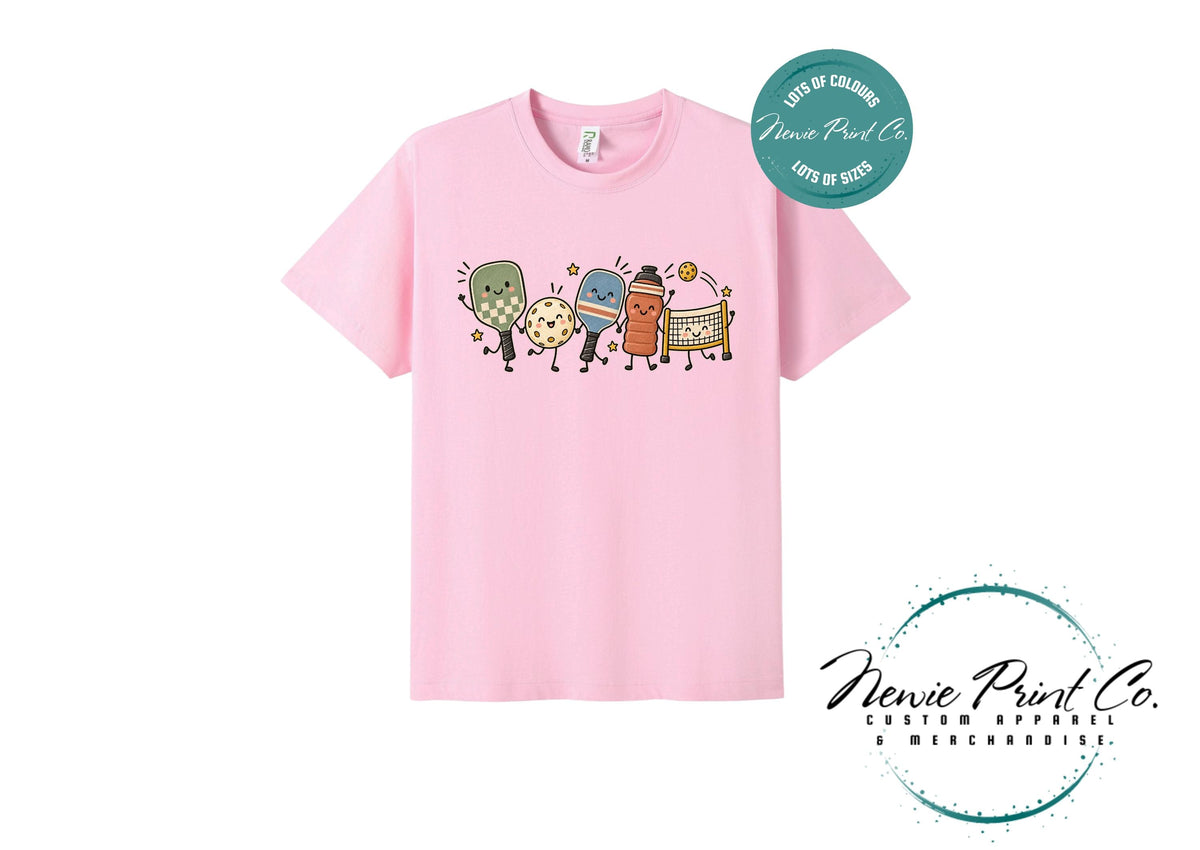 Cute Pickleball Character T-Shirt, Unisex Retro Sports Tee