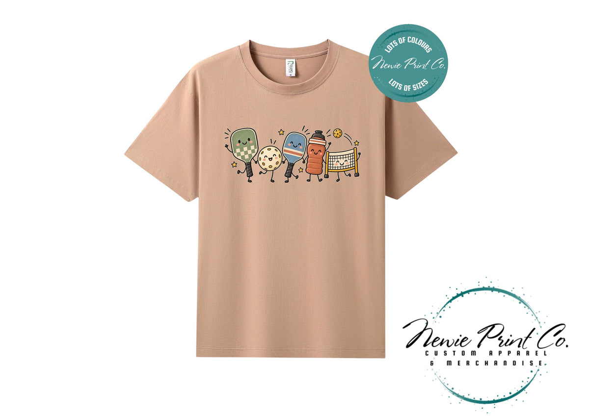 Cute Pickleball Character T-Shirt, Unisex Retro Sports Tee