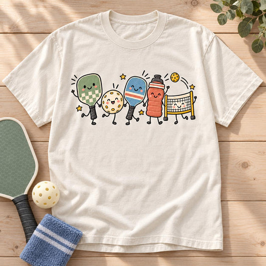 Cute Pickleball Character T-Shirt, Unisex Retro Sports Tee