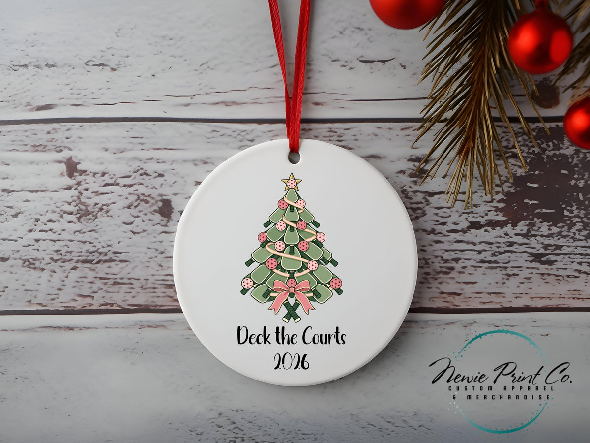 Deck the Courts Pickleball Personalised Ornament - Christmas Keepsake