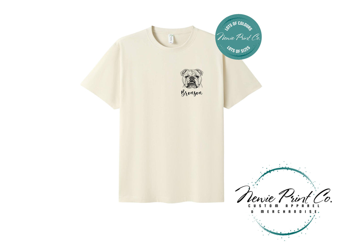 Custom Pet Portrait T-Shirt, Personalised Dog Line Art Tee with Name, Pet Memorial Gift, Dog Mum Gift, Custom Pet Portrait Shirt