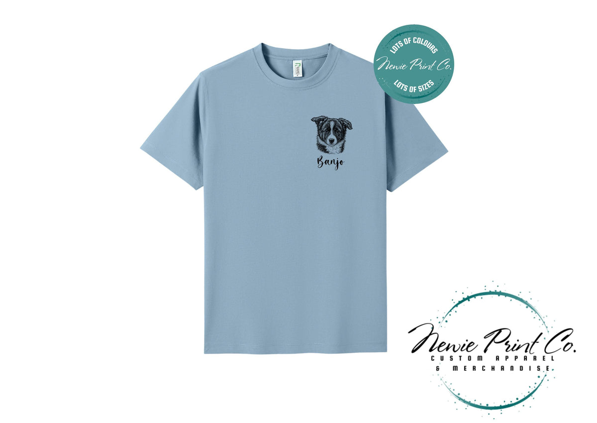 Custom Pet Portrait T-Shirt, Personalised Dog Line Art Tee with Name, Pet Memorial Gift, Dog Mum Gift, Custom Pet Portrait Shirt