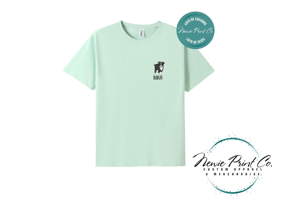 Custom Pet Portrait T-Shirt, Personalised Dog Cartoon Tee with Name, Pet Memorial Gift, Dog Mum Gift, Custom Pet Portrait Shirt