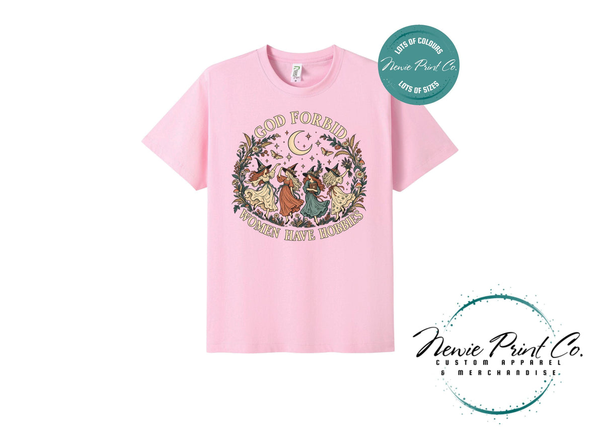 God Forbid Women Have Hobbies Witch T-Shirt, Vintage Botanical Graphic Tee