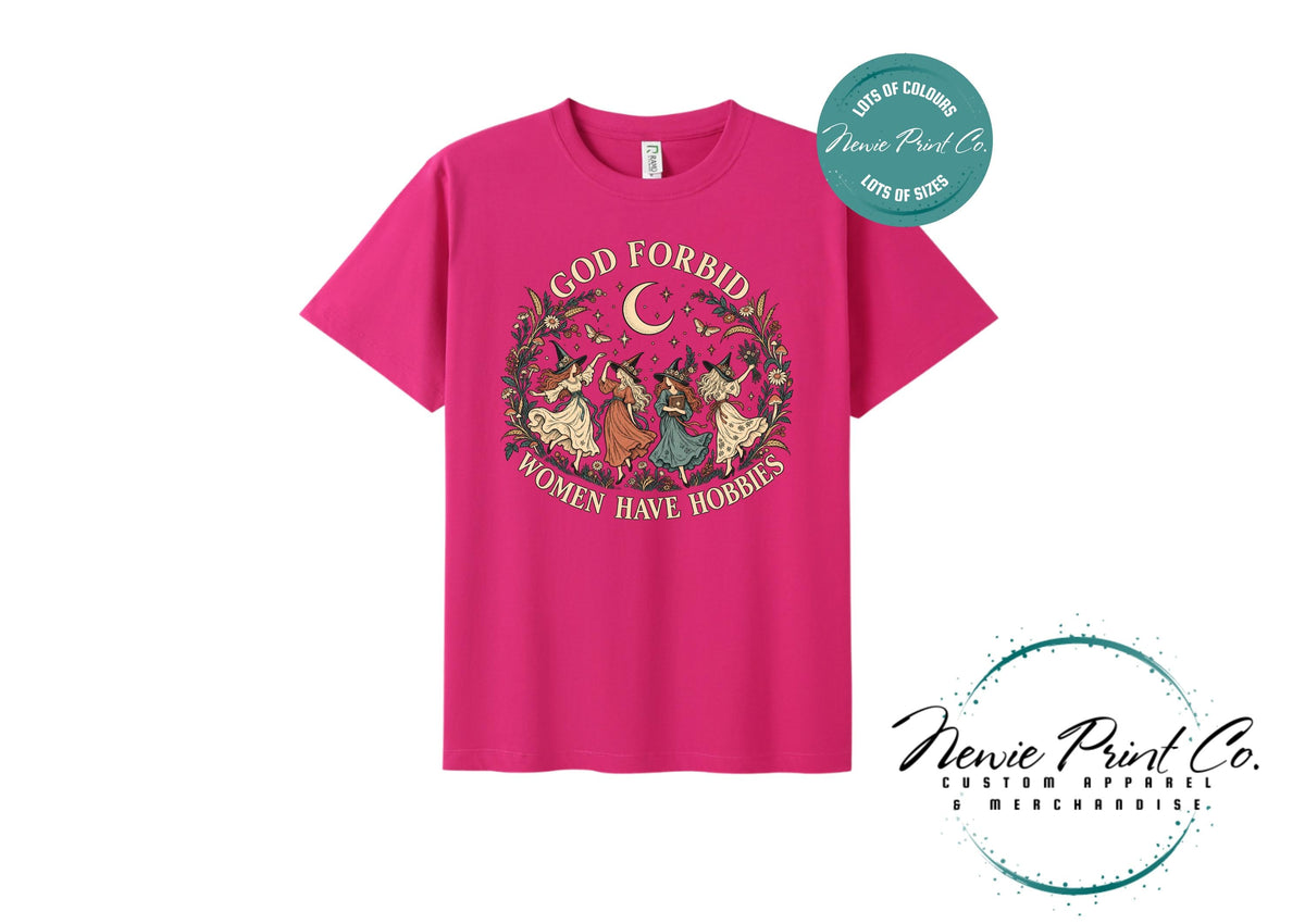 God Forbid Women Have Hobbies Witch T-Shirt, Vintage Botanical Graphic Tee