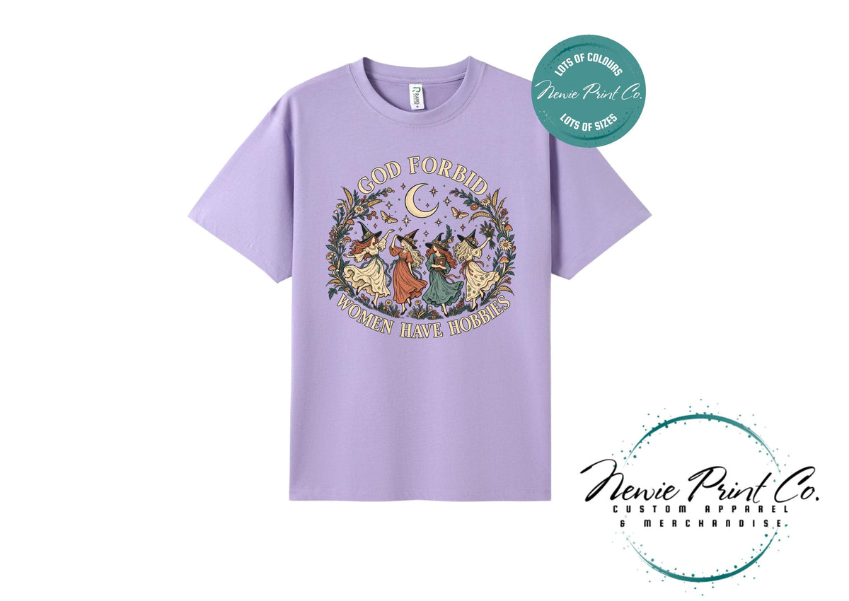 God Forbid Women Have Hobbies Witch T-Shirt, Vintage Botanical Graphic Tee