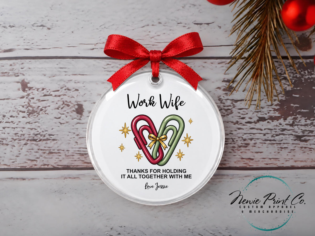 Personalized Work Wife Ornament, Custom Christmas Ornament for Work Bestie Best Friend, Gift for Work Bestie with Gift Box
