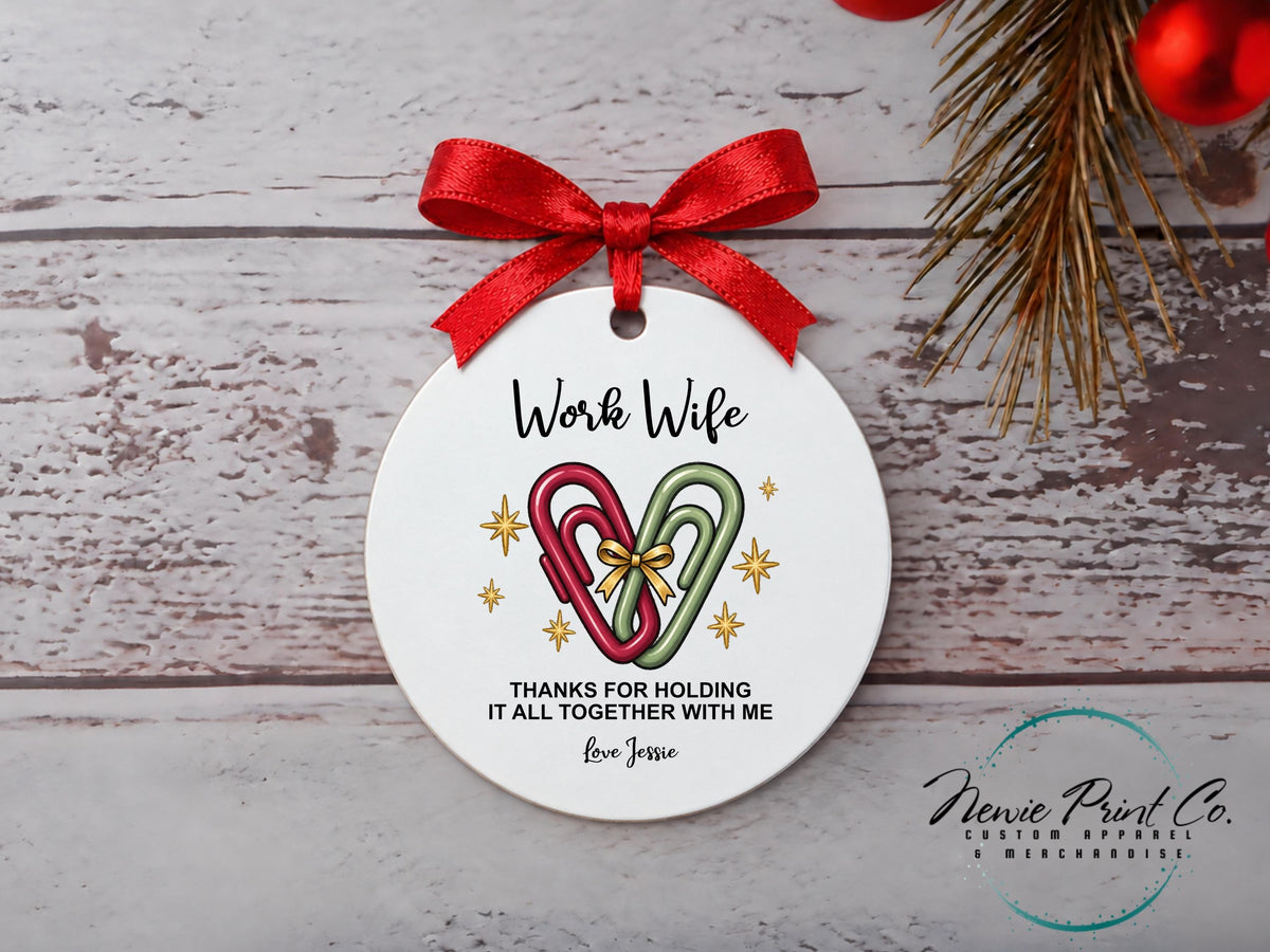 Personalized Work Wife Ornament, Custom Christmas Ornament for Work Bestie Best Friend, Gift for Work Bestie with Gift Box