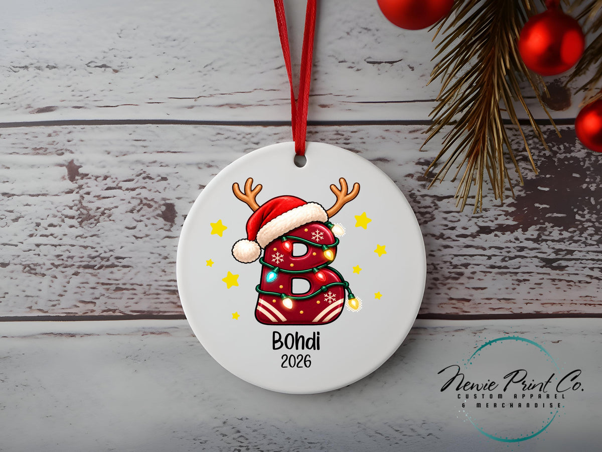 Personalized Letter Name Ornament, Christmas Family Keepsake, Custom Name Christmas , Initial Ornament, Christmas Decor with Gift Box