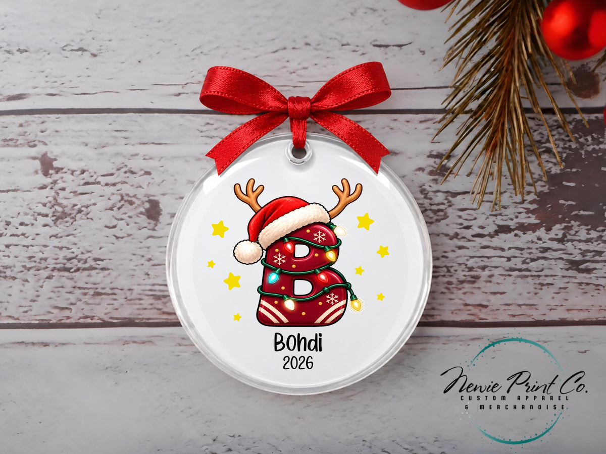 Personalized Letter Name Ornament, Christmas Family Keepsake, Custom Name Christmas , Initial Ornament, Christmas Decor with Gift Box