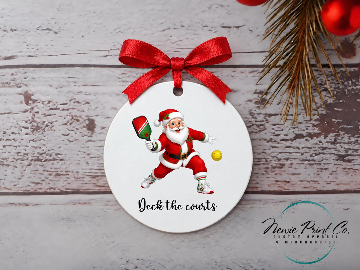 Santa Pickle Ball Ornament, Festive Christmas Pickle Baller Tree Decoration