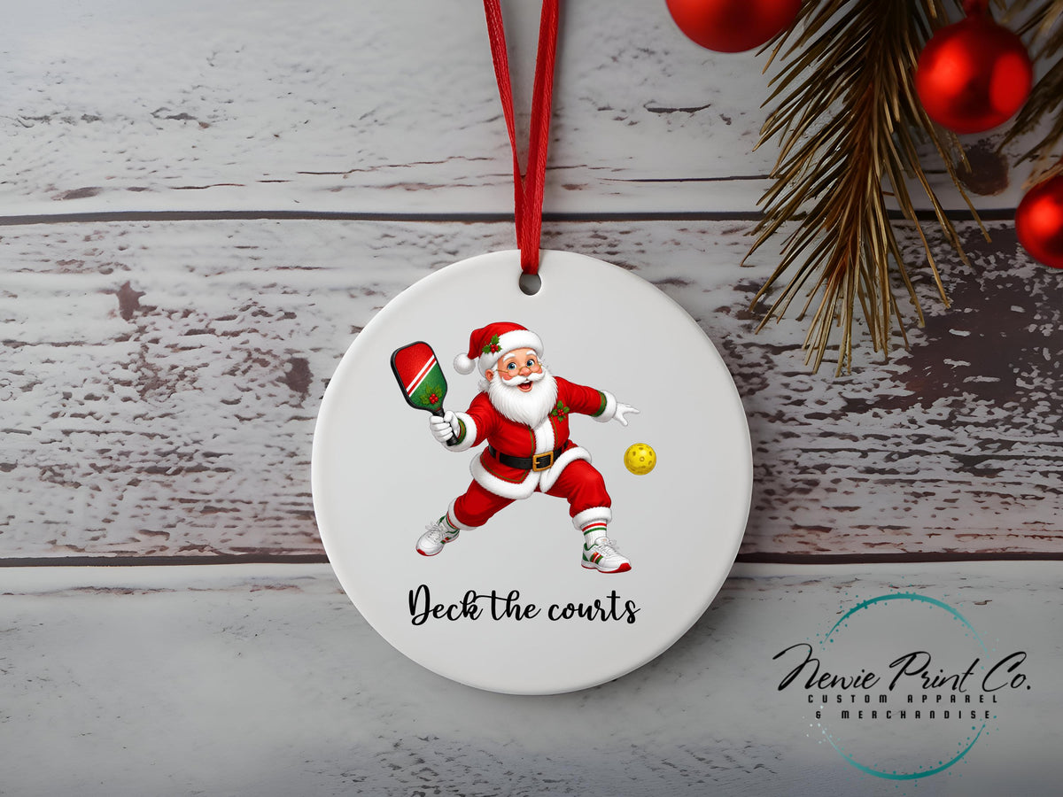 Santa Pickle Ball Ornament, Festive Christmas Pickle Baller Tree Decoration