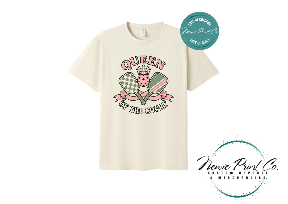 Queen of the Court Pickleball T-Shirt – Natural Cotton Women’s Sports Tee