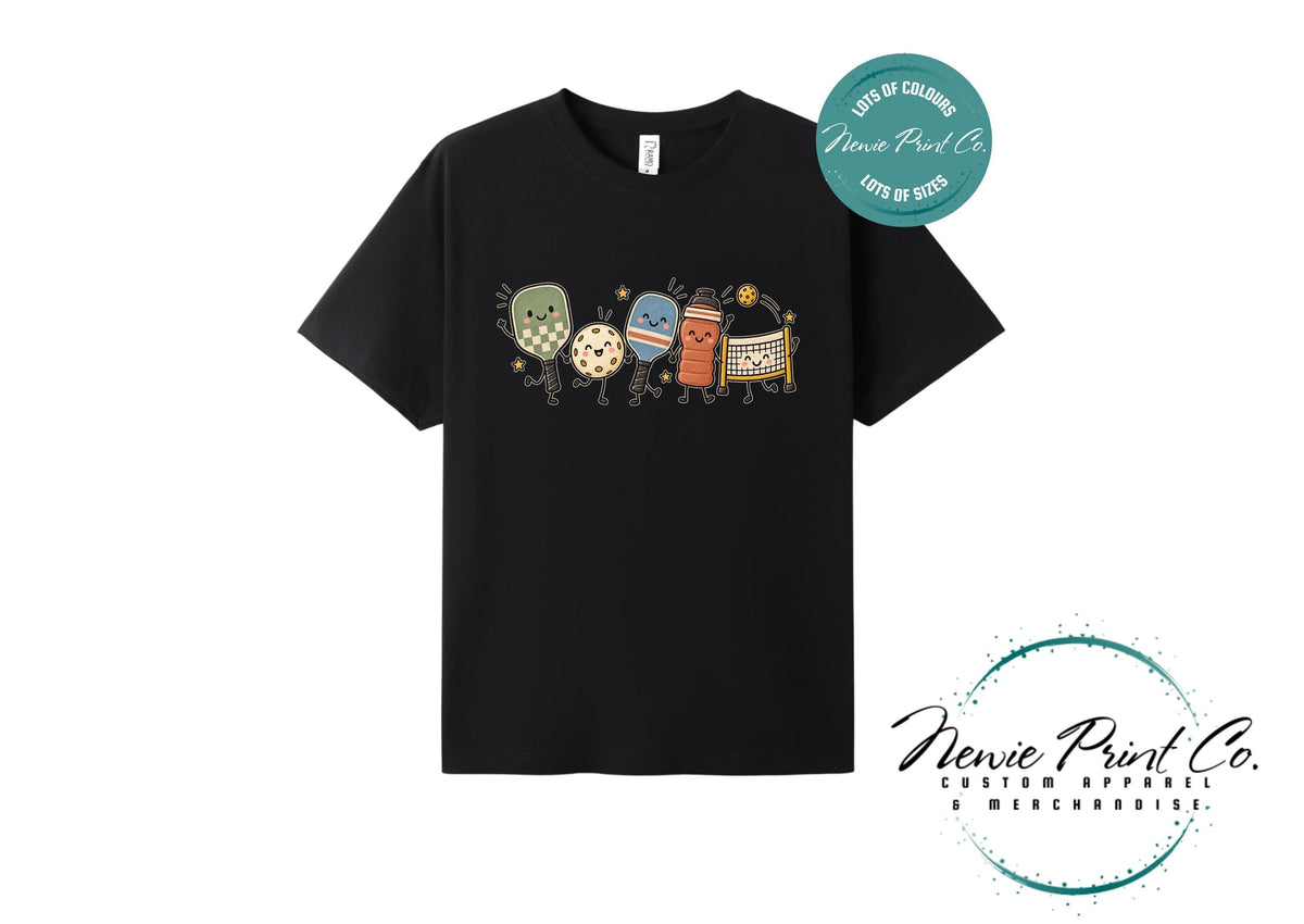 Cute Pickleball Character T-Shirt, Unisex Retro Sports Tee