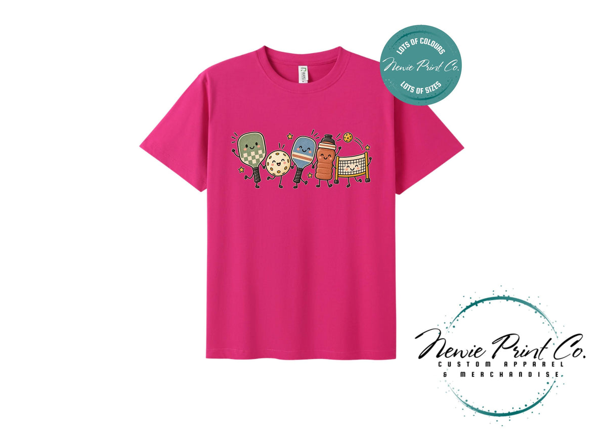 Cute Pickleball Character T-Shirt, Unisex Retro Sports Tee