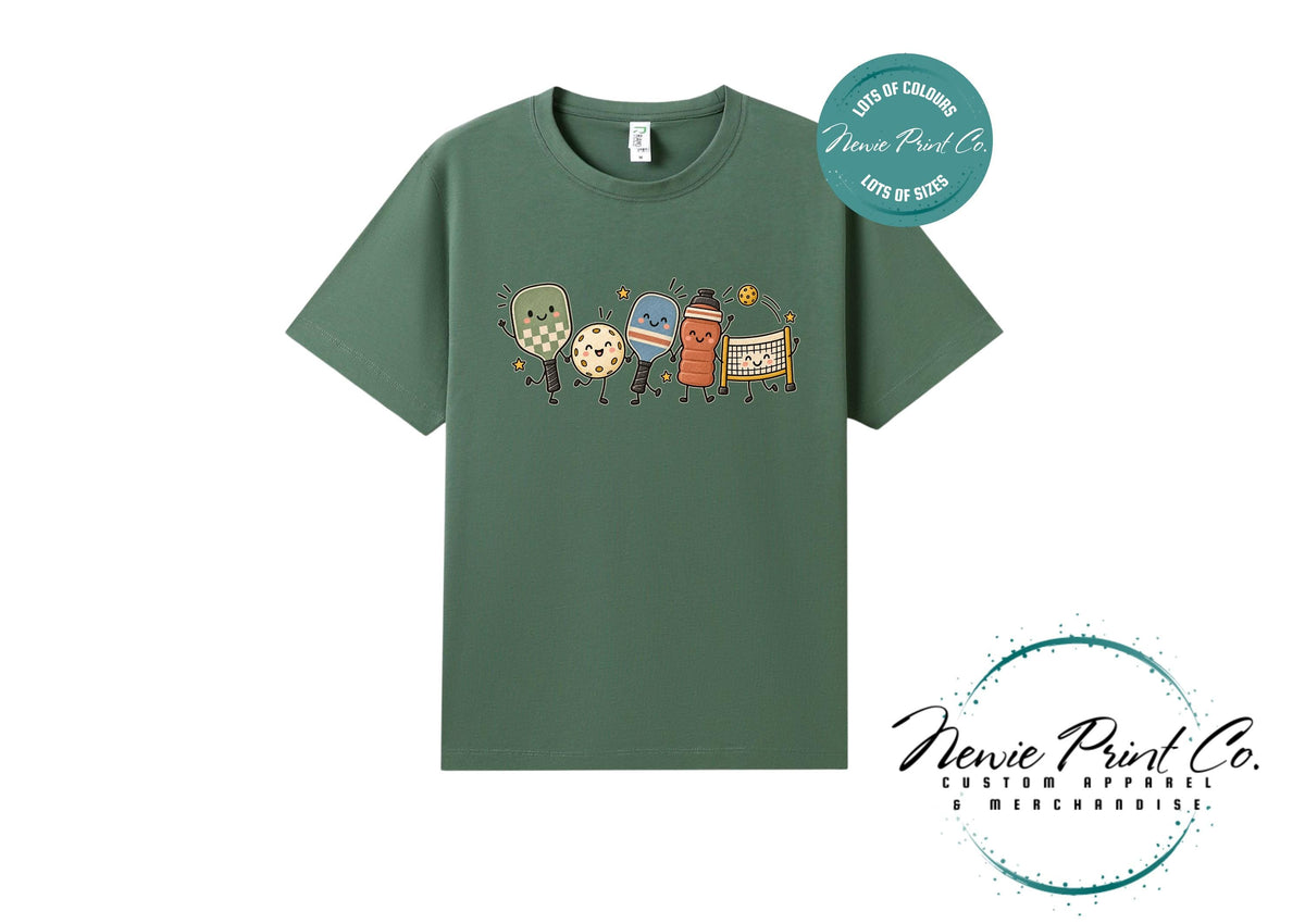 Cute Pickleball Character T-Shirt, Unisex Retro Sports Tee