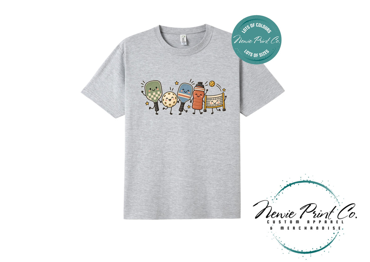 Cute Pickleball Character T-Shirt, Unisex Retro Sports Tee