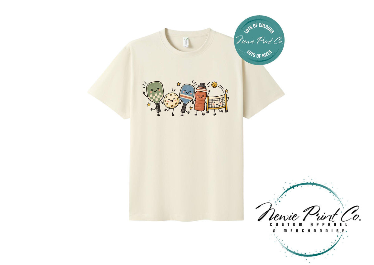 Cute Pickleball Character T-Shirt, Unisex Retro Sports Tee