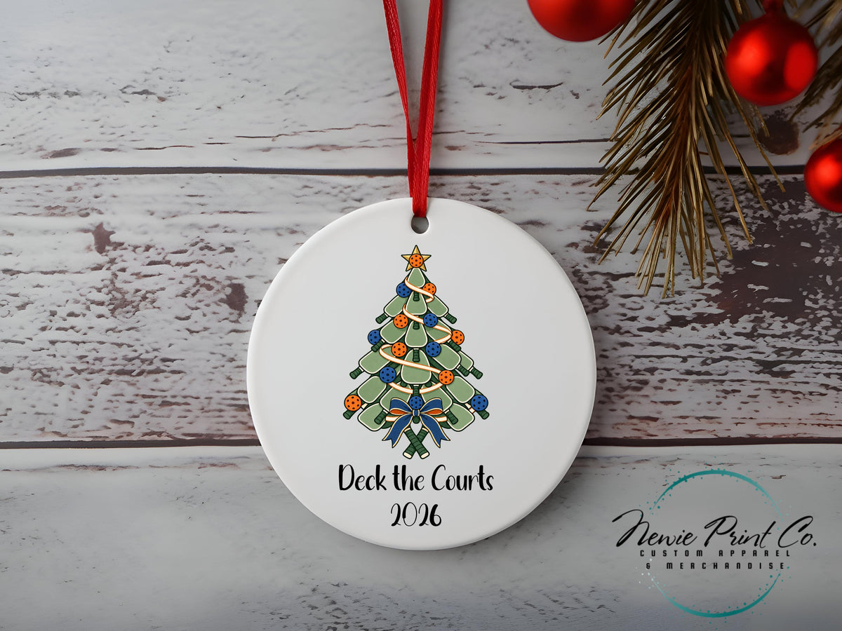 Deck the Courts Pickleball Personalised Ornament - Christmas Keepsake
