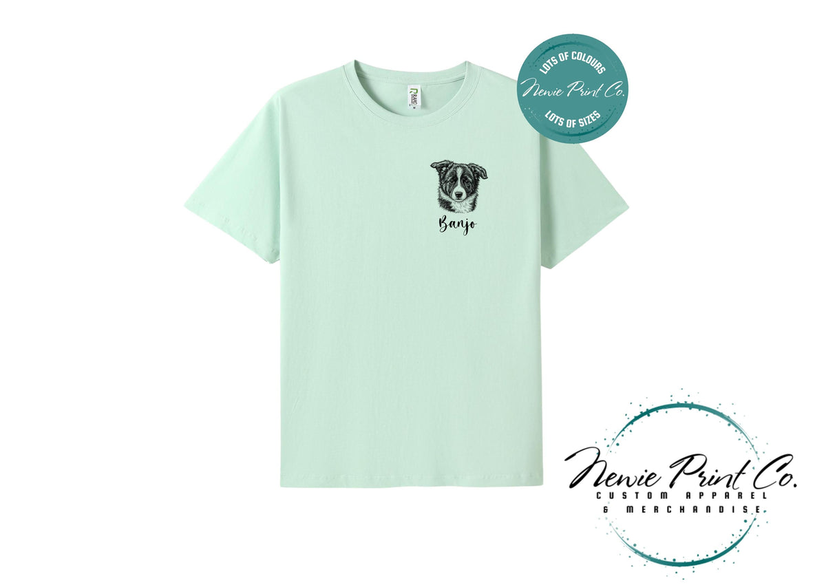 Custom Pet Portrait T-Shirt, Personalised Dog Line Art Tee with Name, Pet Memorial Gift, Dog Mum Gift, Custom Pet Portrait Shirt