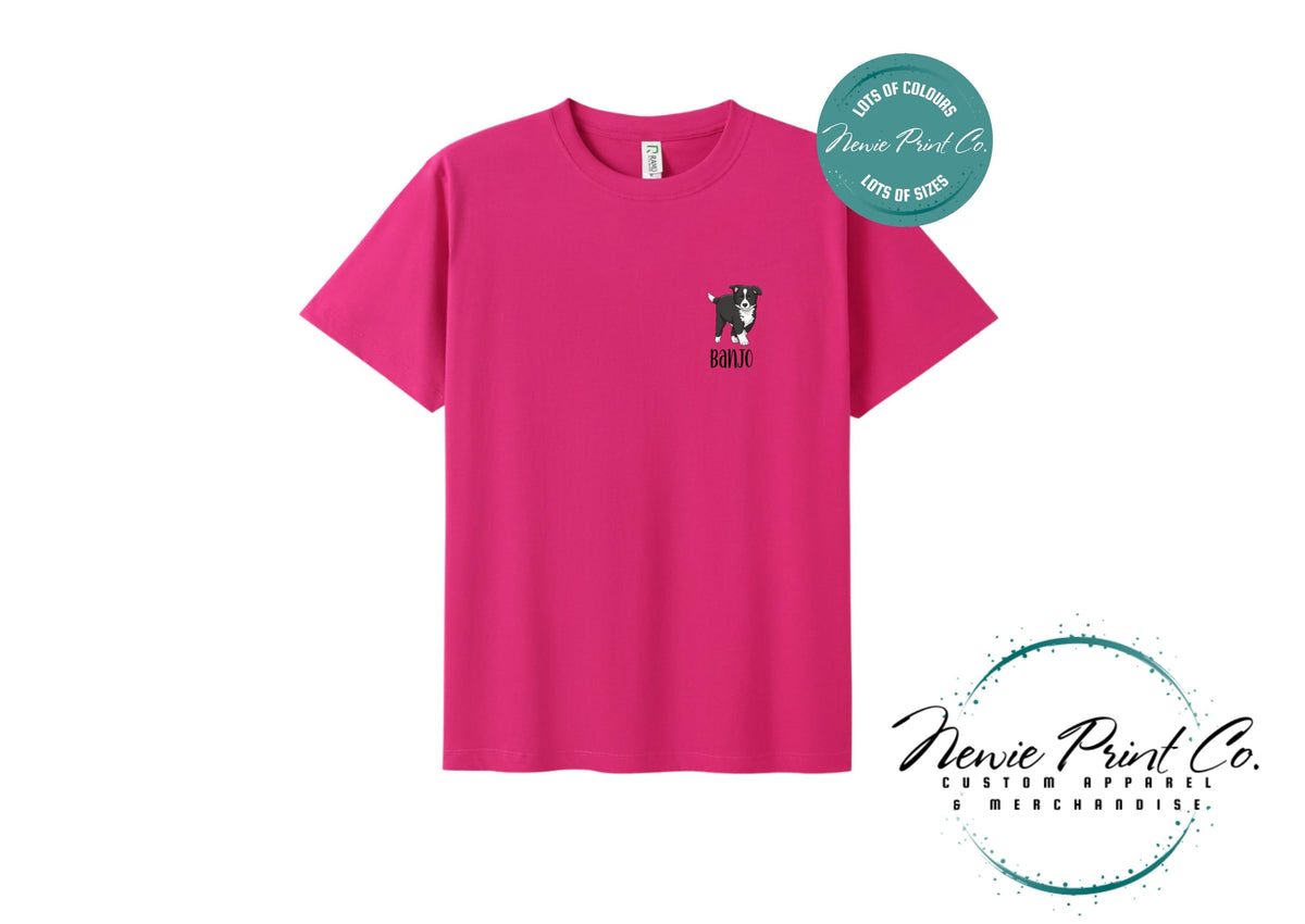 Custom Pet Portrait T-Shirt, Personalised Dog Cartoon Tee with Name, Pet Memorial Gift, Dog Mum Gift, Custom Pet Portrait Shirt