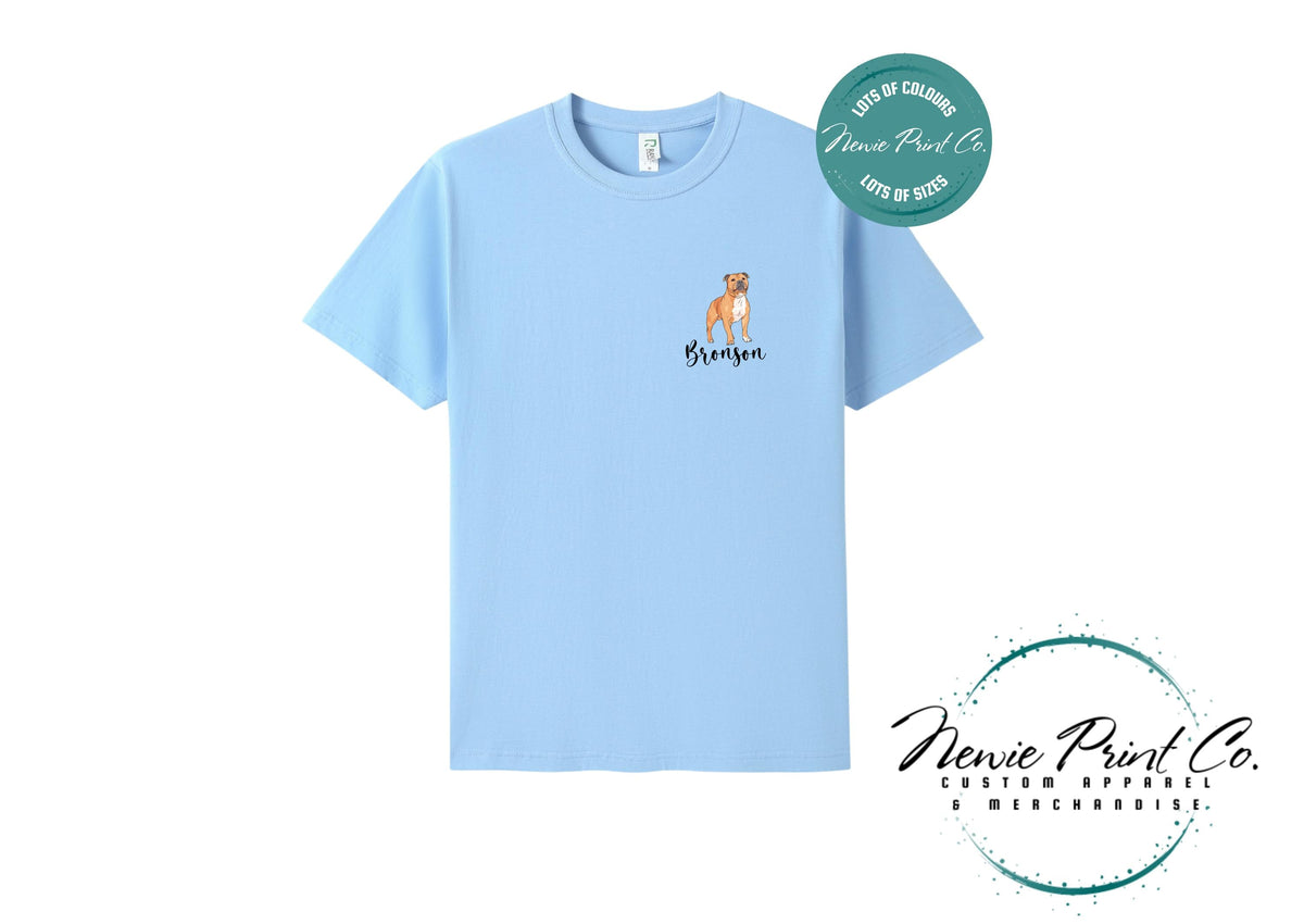 Custom Pet Portrait T-Shirt, Personalised Dog Cartoon Tee with Name, Pet Memorial Gift, Dog Mum Gift, Custom Pet Portrait Shirt